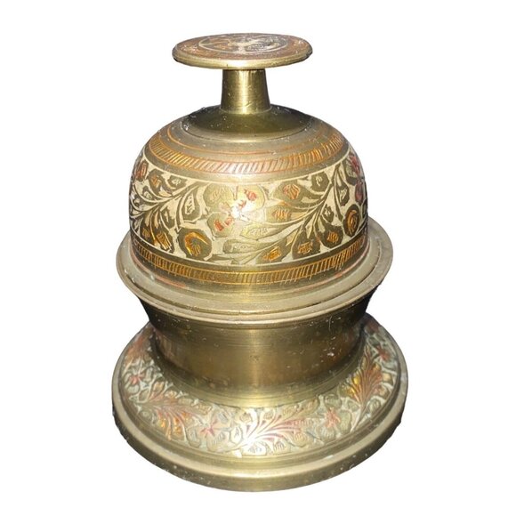 Brass Decorative Incense Bowl Ashtray & Bell Stand - Picture 8 of 16